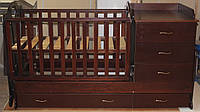 Детская кроватка-трансформер с комодом, ящиками и маятником 3 в 1 "Вивальди" Angel baby Орех