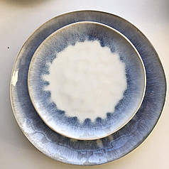 Тарілка велика обідня керамічна біла з фіолетовим Лаванда 27 см