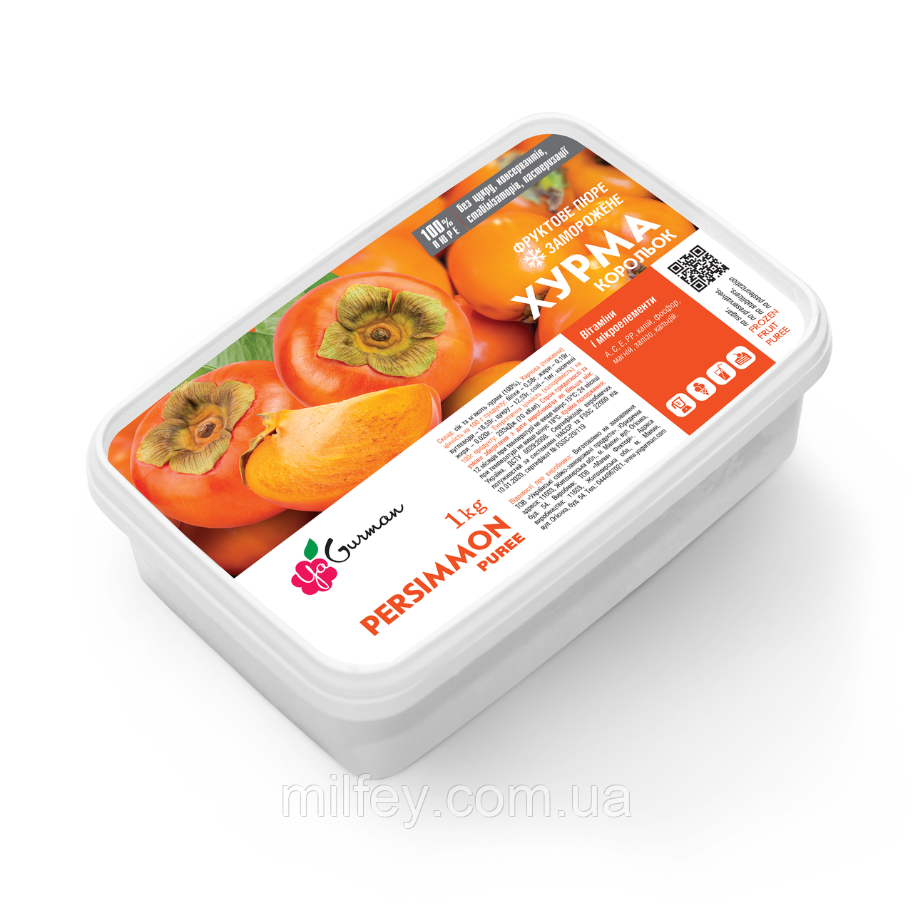 Пюре Хурма, заморожене, YaGurman, 1 кг, фото 1