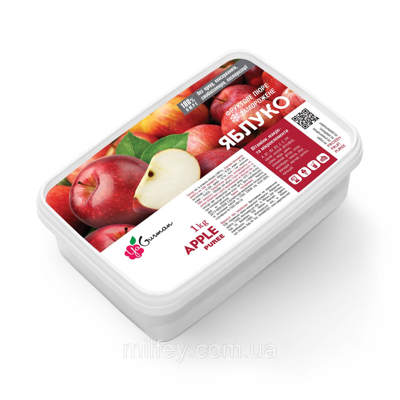 Пюре Яблуко, заморожене, YaGurman, 1 кг, фото 1