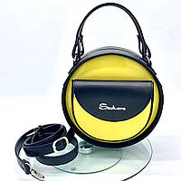 Жіноча, стильна, кругла чорна сумка ( код: IBG086B )