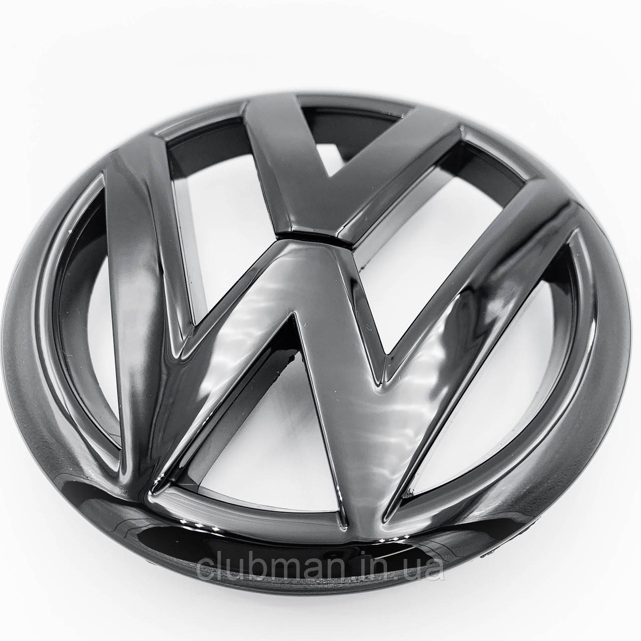 Емблема передня, значок з лого решітки радіатора VW Volkswagen 137 мм GOLF 7 Чорний глянець
