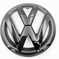 Емблема передня VW (Фольцваген) 135 мм GOLF 6 (2008-2013) - Чорний глянець (5K0853601), фото 3