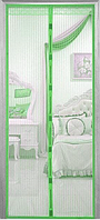 Москитная сетка на магнитах антимоскитная штора на дверь Magic Mesh, зеленая
