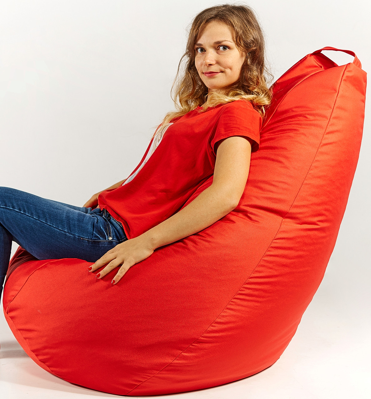 Крісло мішок пуфик груша Червоне XL 120х85 см з внутрішнім чохлом