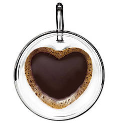 Набір скляних горняток для кави з подвійними стінками Con Brio серце 80 мл 2 штуки 8908-2CB