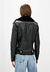 Шкіряна куртка косуха VK чорна з хутром (Арт. LT420-M), фото 4