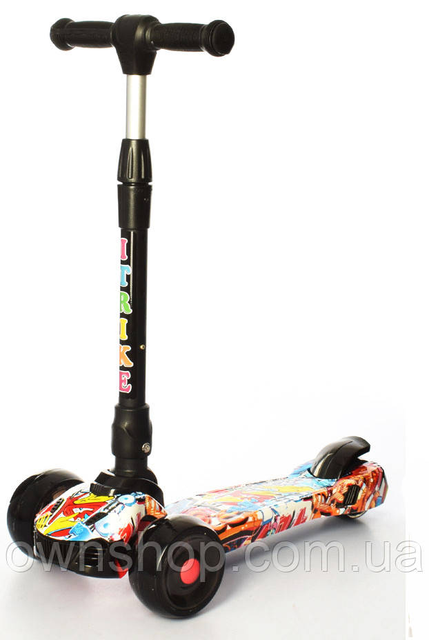 Самокат дитячий складаний SMART JR 3-060-19-WP2, світні колеса, фото 1