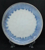 Набор 6 больших обеденных керамических тарелок белых с фиолетовым Лаванда 27 см