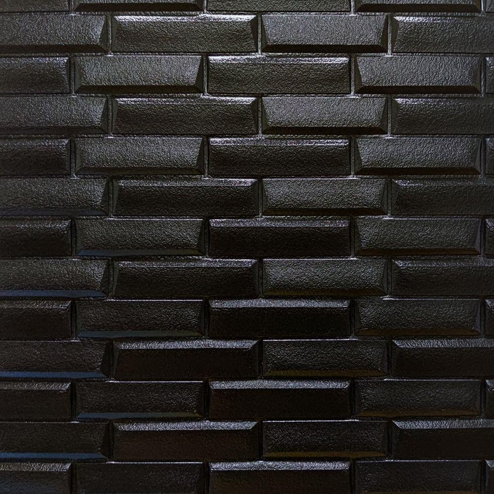 Декоративна 3Д панель стінова Цегла облицювальна Чорний 3d панелі для стін кладка текстура 700x770x7мм (38)