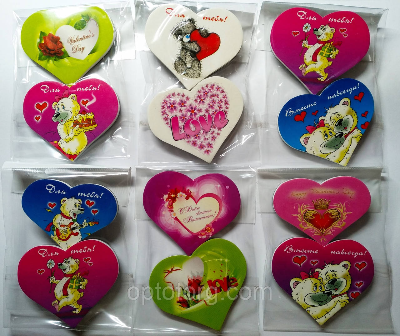 Магніти на холодильник до Дня Валентина Серце 5*6 см 2 шт., фото 1