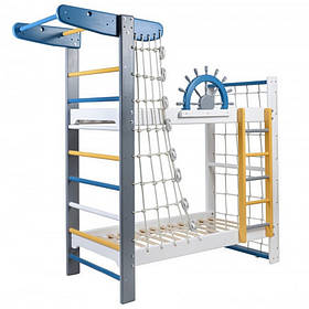 Дитяче ліжко спортивна "Морський пірат". Двох'ярусне ліжко спортивний комплекс дерев'яна