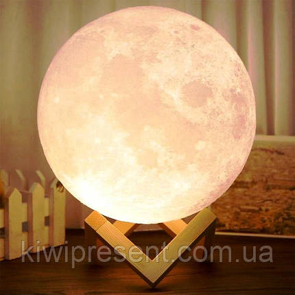 Світильник сенсорний місяць 17 см на акумуляторі 3D Moon Lamp дитячий нічник місяць Moon Light 5 режимів, фото 2