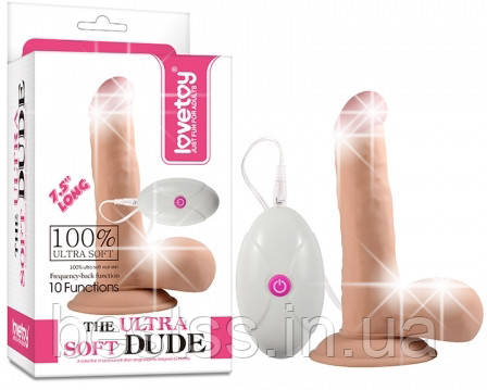 Реалістичний вібратор з пультом The Ultra Soft Dude Vibrating 7.5", фото 1