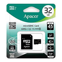 Карта пам'яті Apacer microSDHC 32Gb UHS-1 (Class 10) (R-45 Mb/s) + Adapter SD