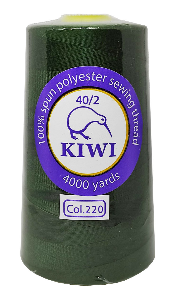 Нитки швейні "Kiwi" зелений 4000 ярдів №40/2 (220)