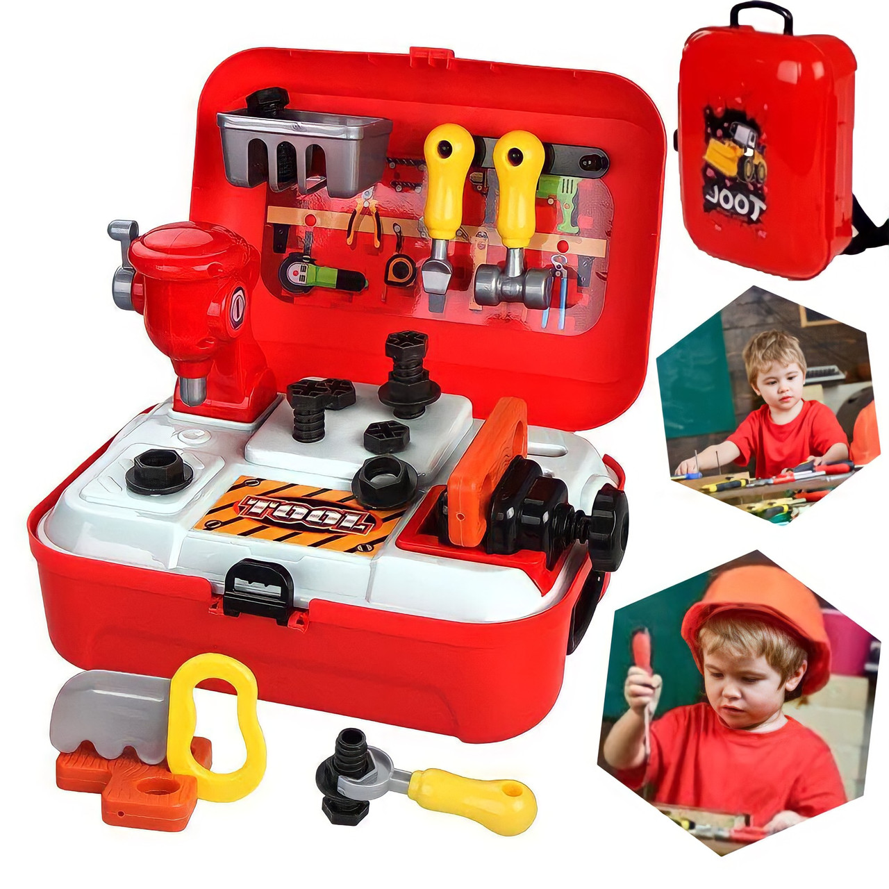 Дитячий ігровий набір інструментів у валізі ⁇ Портативний рюкзак Toy Tool Toy ⁇ ІГРОВИЙ НАБІР ДЛЯ МАЛЬЧИКІВ