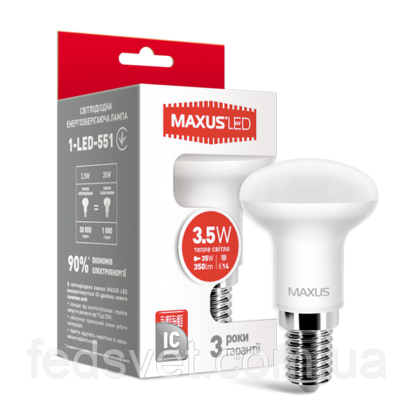 Світлодіодна лампа MAXUS LED R39 3.5 W 3000K 220V E14