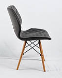 Обідній стілець Nolan Б-Т (Нолан) сірий оксамит на дерев'яних ногах, фото 3