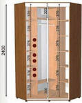 Шафа-купе з двома дверима Кутовий 1200*1200*2400 шафа в гостинну, передпокій, шафа для одягу, фото 2