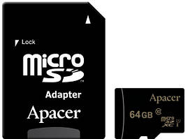 Карта пам'яті Apacer microSDXC 64Gb UHS-1 (Class 10) (R-45 Mb/s) + Adapter SD