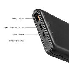 УМБ Power Bank (зовнішній акумулятор) для телефону Baseus Quick Charge 10000 мАг Чорний (PPDML-01), фото 3