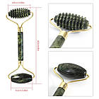 Ролер-масажер з шипами для особи Jade Roller з нефриту, фото 2