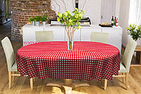 Скатерть овальная хлопок тефлоновая водоотталкивающая гидрофобная пропитка мелкая красно-белая клетка
