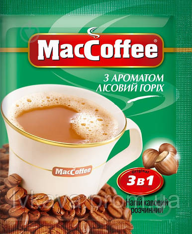 Кавовий напій MacCoffee з ароматом лісового горіха 3-в-1 ,20 пак, фото 2
