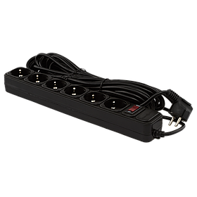 Фільтр-подовжувач мережевий LogicPower LP-X6, 6 розеток, колір-чорний, 10 m (OEM)