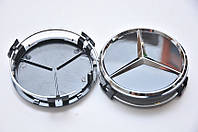 75мм Колпачки для дисков Mercedes (Мерседес) с хром. звездой глянец