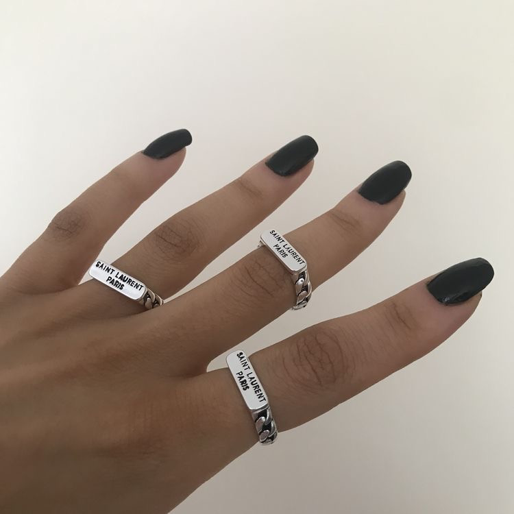 Каблучка "кастет" Saint Laurent Paris у вигляді великих ланцюгів, срібне покриття 925 проби, розмір 17-20