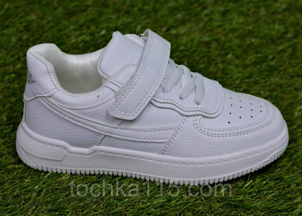Дитячі кросівки кеди аналог nike air force white білі р33-34