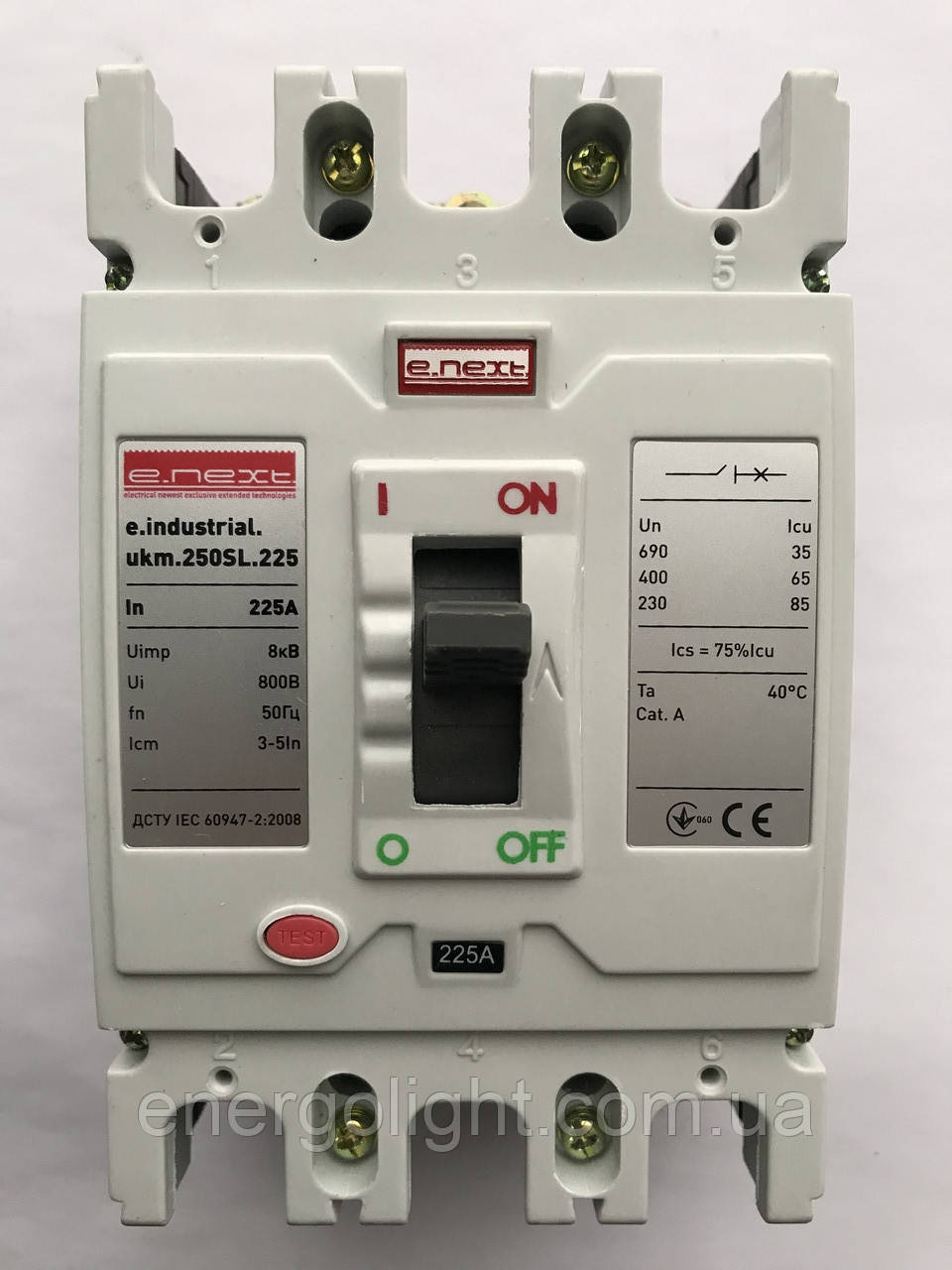 Силовий автоматичний вимикач e.industrial.ukm.250SL.225, 3р, 225 А 65 кА