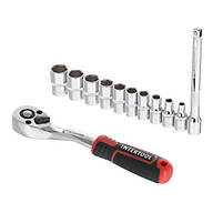 Набір головок INTERTOOL ET-8012, 1/4" 4-13 мм, рукоятка з храповим механізмом 72 зуба, 12ед., Cr-V STORM, фото 2