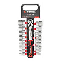 Набір головок INTERTOOL ET-8016, 1/2" 8-32 мм, рукоятка з храповим механізмом 72 зуба, 20ед., Cr-V STORM, фото 3