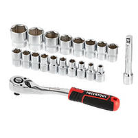 Набір головок INTERTOOL ET-8016, 1/2" 8-32 мм, рукоятка з храповим механізмом 72 зуба, 20ед., Cr-V STORM, фото 2