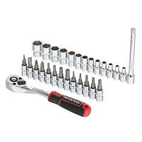 Набір головок INTERTOOL ET-8018, 1/4" 4-14 мм, TORX,PH,HEX,FD, рукоятка з храповим механізмом 72 зуба, 28ед., фото 2