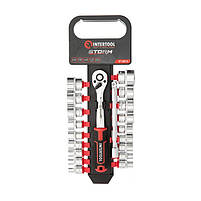 Набір головок INTERTOOL ET-8015, 3/8" 6-24 мм, рукоятка з храповим механізмом 72 зуба, 20ед., Cr-V STORM, фото 3