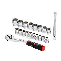 Набір головок INTERTOOL ET-8015, 3/8" 6-24 мм, рукоятка з храповим механізмом 72 зуба, 20ед., Cr-V STORM, фото 2