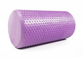 Масажний ролик для йоги та фітнесу Foam Roller 30 см бузковий EVA піна