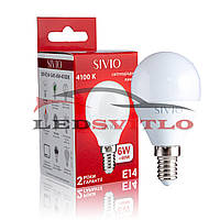 Світлодіодна LED лампа E14 6W 4100K Нейтральний білий SIVIO 220v G45 заміна лампи розжарювання 60W