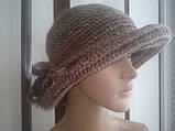 Шапка-шапочка, в'язана гачком модна стильна шапка, фото 4