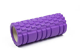 Масажний ролик для йоги та фітнесу Grid Roller 33 см v.1.1 фіолетовий EVA-піна