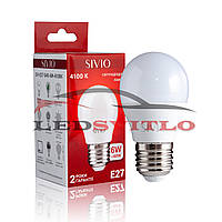 Светодиодная LED лампа E27 6W 4100K Нейтральный белый SIVIO 220v G45 шарик, замена лампы накаливания 60W