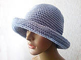 В'язана гачком модна стильна шапка-капелюшок, фото 2