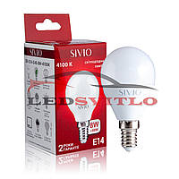 Світлодіодна LED лампа E14 8W 4100K Нейтральний білий SIVIO 220v G45 заміна лампи розжарювання 80W