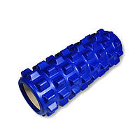 Массажный ролик для йоги и фитнеса 33 см синий Grid Roller PRO EVA пена