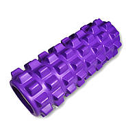 Массажный ролик для йоги и фитнеса 33 см фиолетовый Grid Roller PRO EVA пена