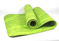 Коврик для йоги и фитнеса PER 8 мм 183 см зелёный (стяжки в комплекте)